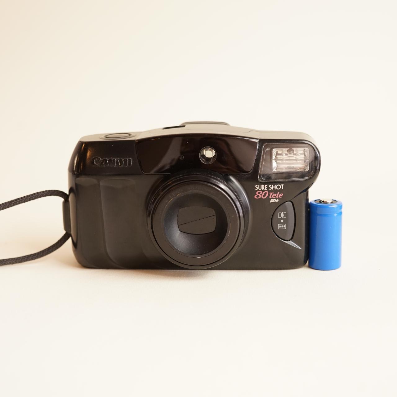 Canon Sure Shot 80 Tele Film Camera | 35mm Point & Shoot | Tested & Working | Black