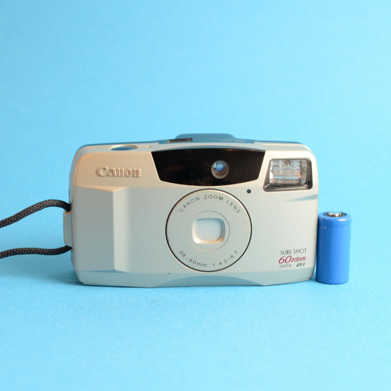 Canon Sure Shot 60 Zoom Film Camera | 35mm Point & Shoot | Tested & Working | Silver