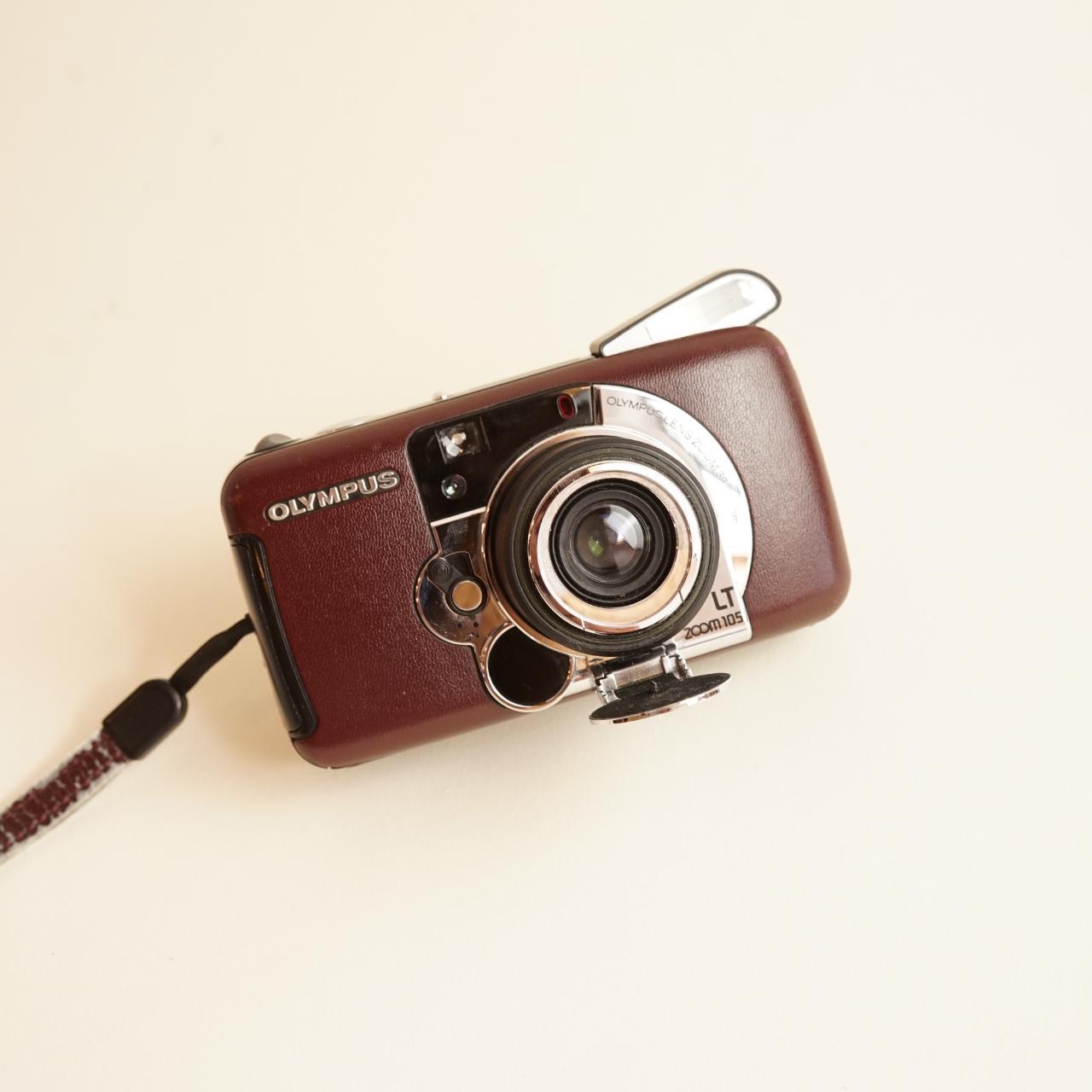 Olympus LT Zoom 105 Film Camera | 35mm Point & Shoot | Tested & Working | Reddish Brown Faux Leather