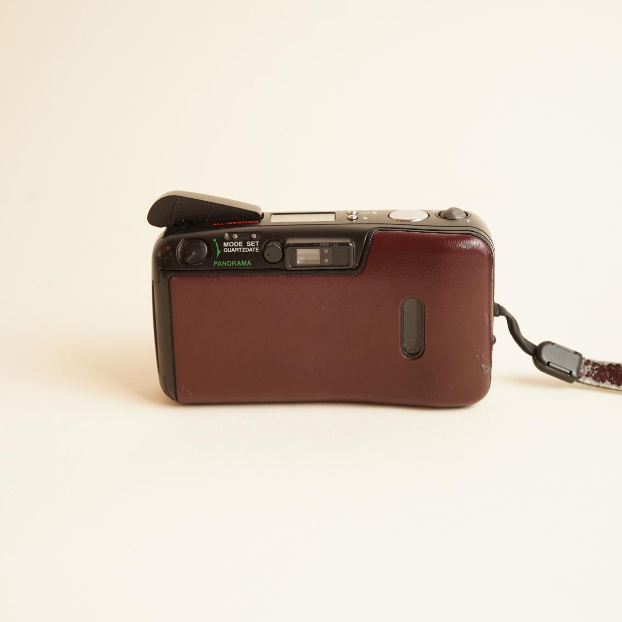 Olympus LT Zoom 105 Film Camera | 35mm Point & Shoot | Tested & Working | Reddish Brown Faux Leather