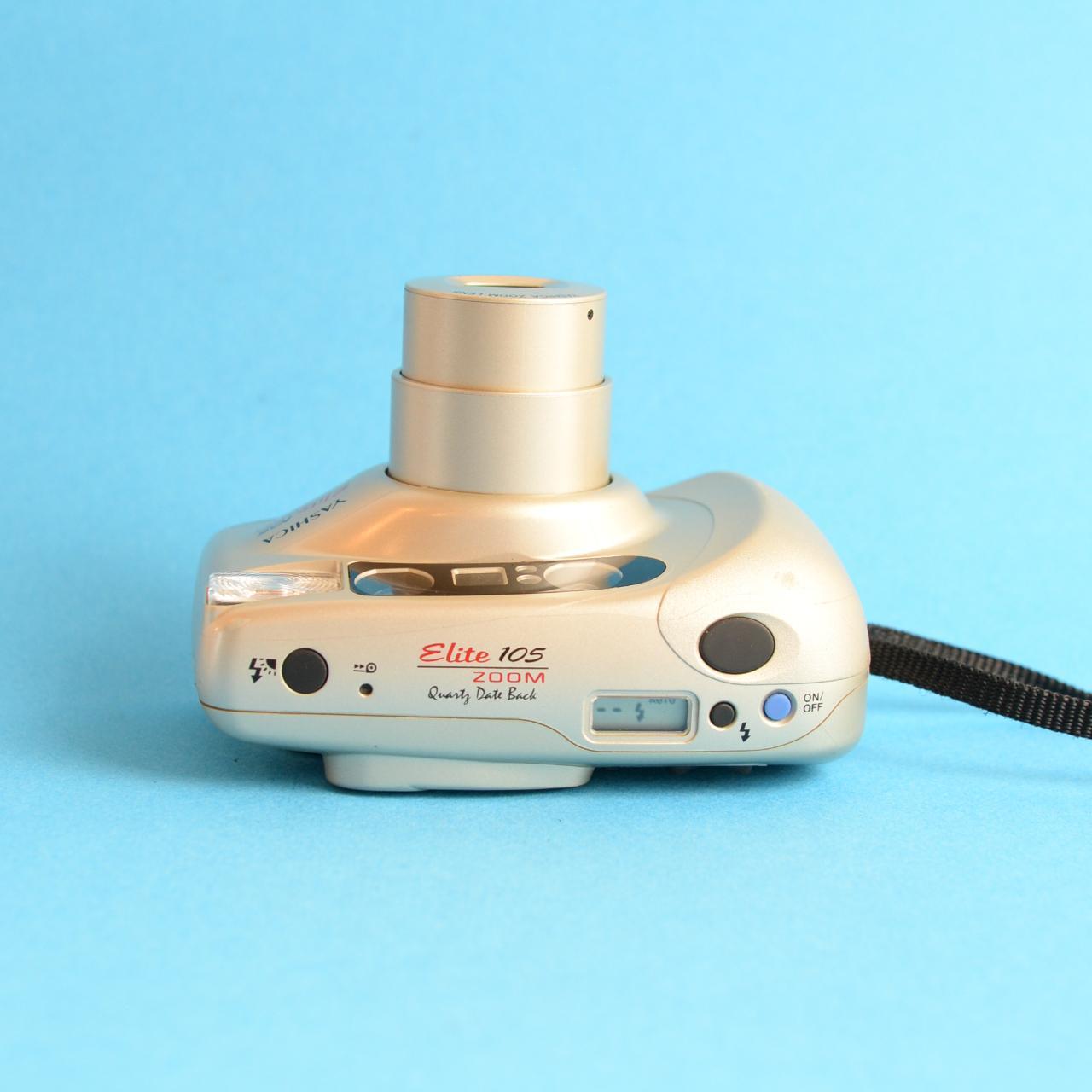 Yashica Elite 105 Zoom | 35mm Film Camera | Tested & Working | Silvery-Gold