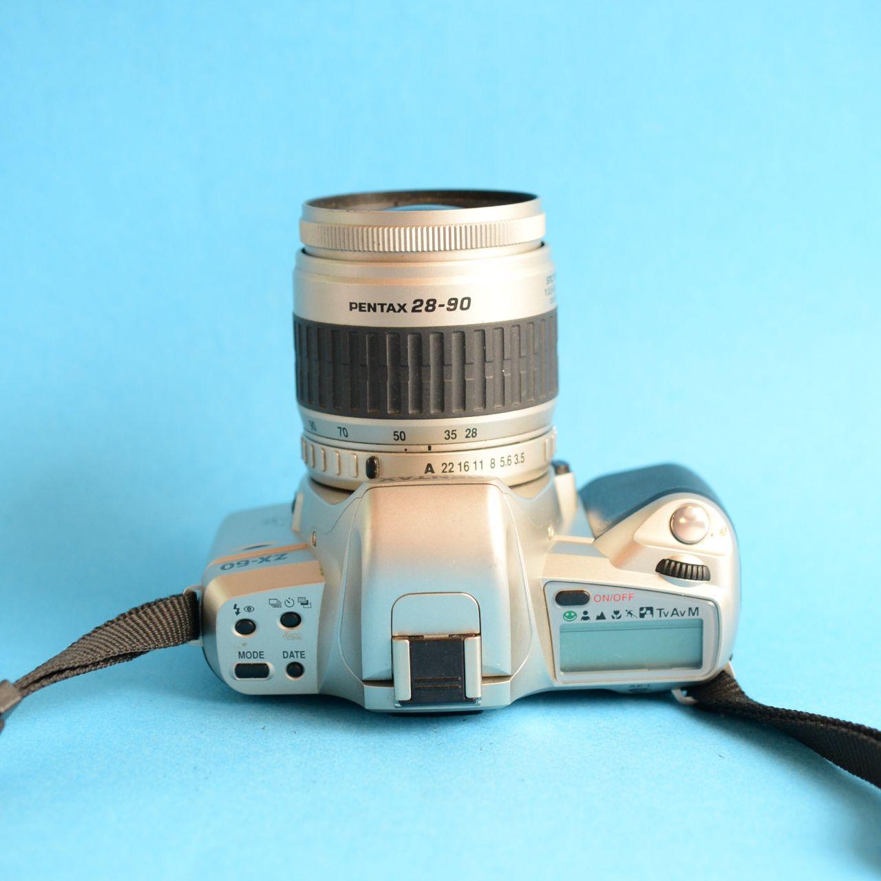 Pentax ZX-60 Film Camera with Pentax 28–90mm Lens | 35mm SLR | Tested & Working | Silver & Black