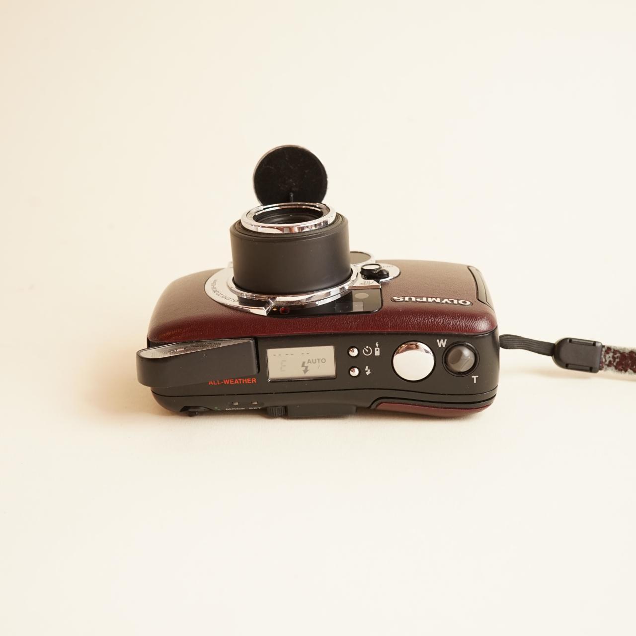 Olympus LT Zoom 105 Film Camera | 35mm Point & Shoot | Tested & Working | Reddish Brown Faux Leather