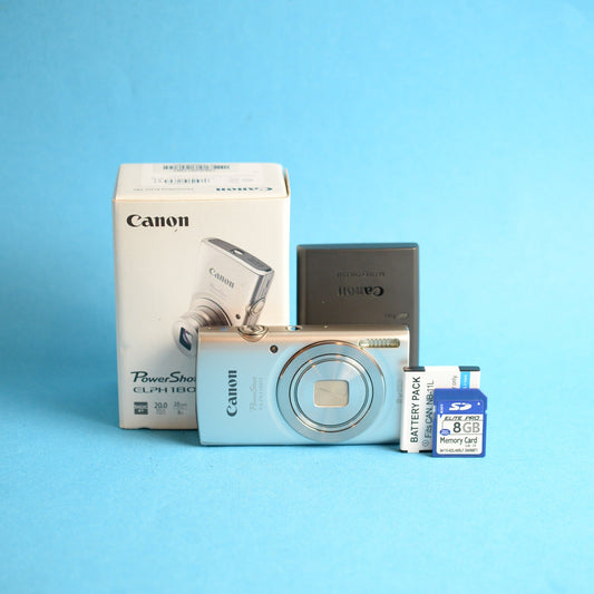 Canon PowerShot ELPH 180 Digital Camera | 20MP | Tested & Working | Silver