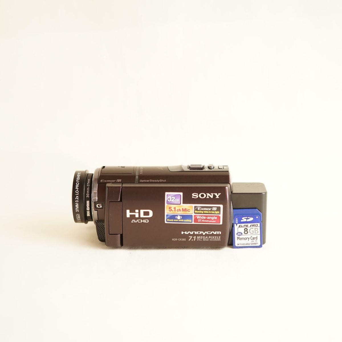 Sony Handycam HDR-CX360 w/ 0.2x Fisheye Camcorder | Tested & Working | Black