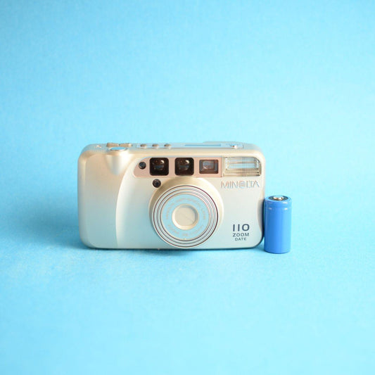 Minolta 110 Zoom Date Film Camera | 110 Point & Shoot | Tested & Working | Silver