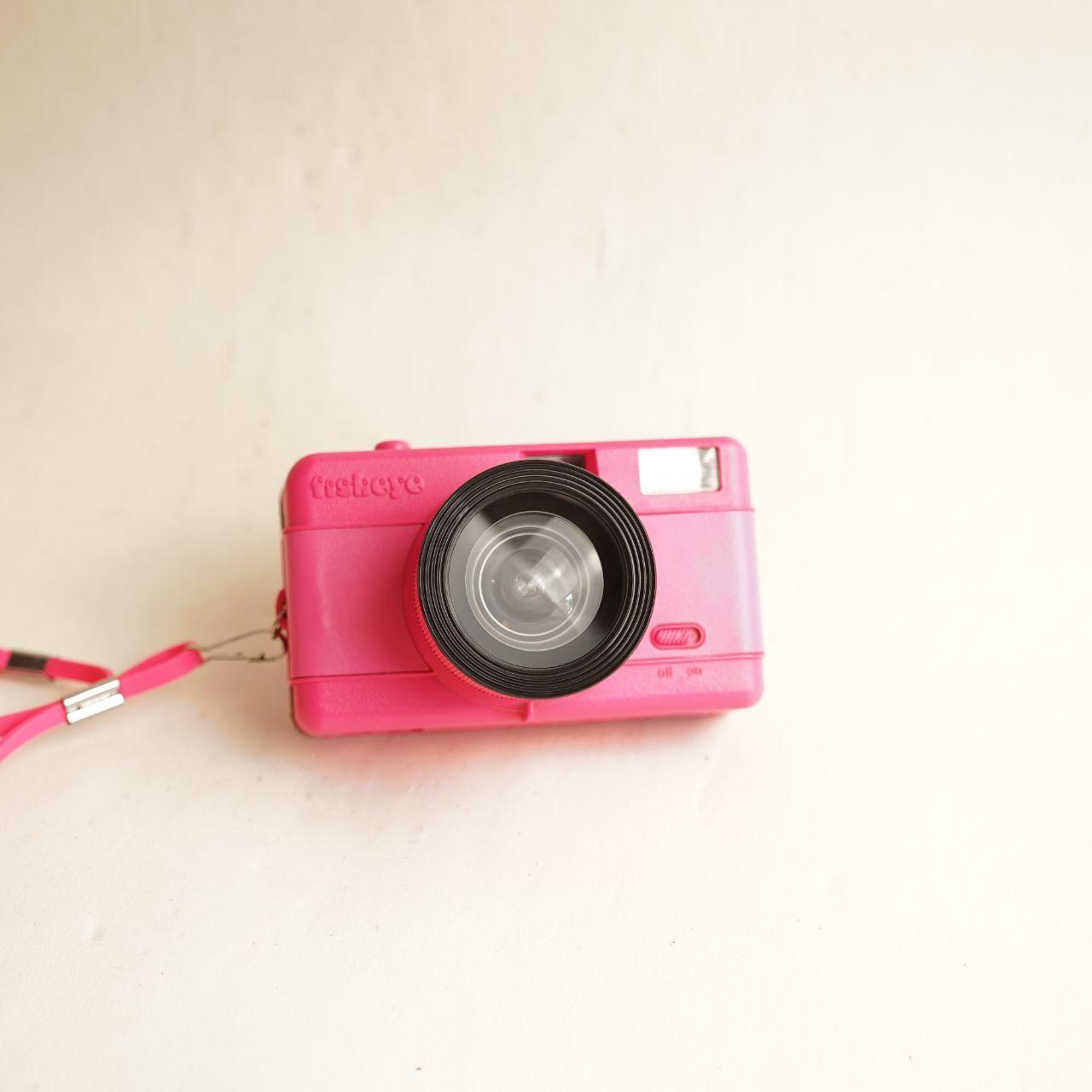 Lomography Fisheye Film Camera | 35mm Point & Shoot | Tested & Working | Pink