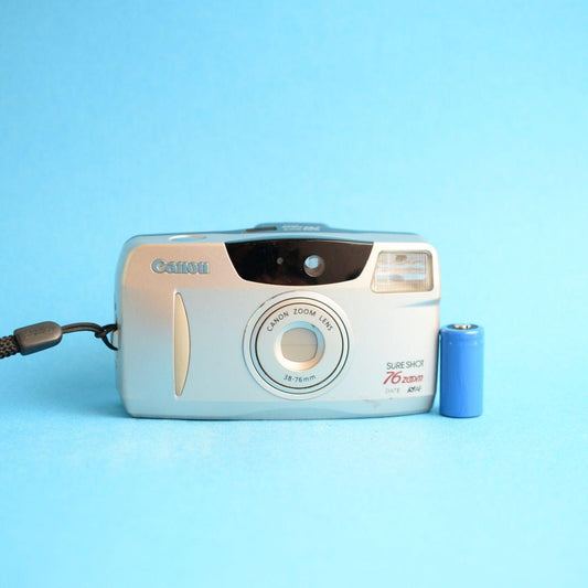 Canon Sure Shot 76 Zoom Film Camera | 35mm Point & Shoot | Tested & Working | Silver