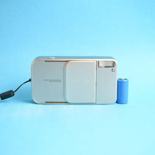 Fujifilm Tiara Zoom Film Camera | 35mm Point & Shoot | Tested & Working | Silver