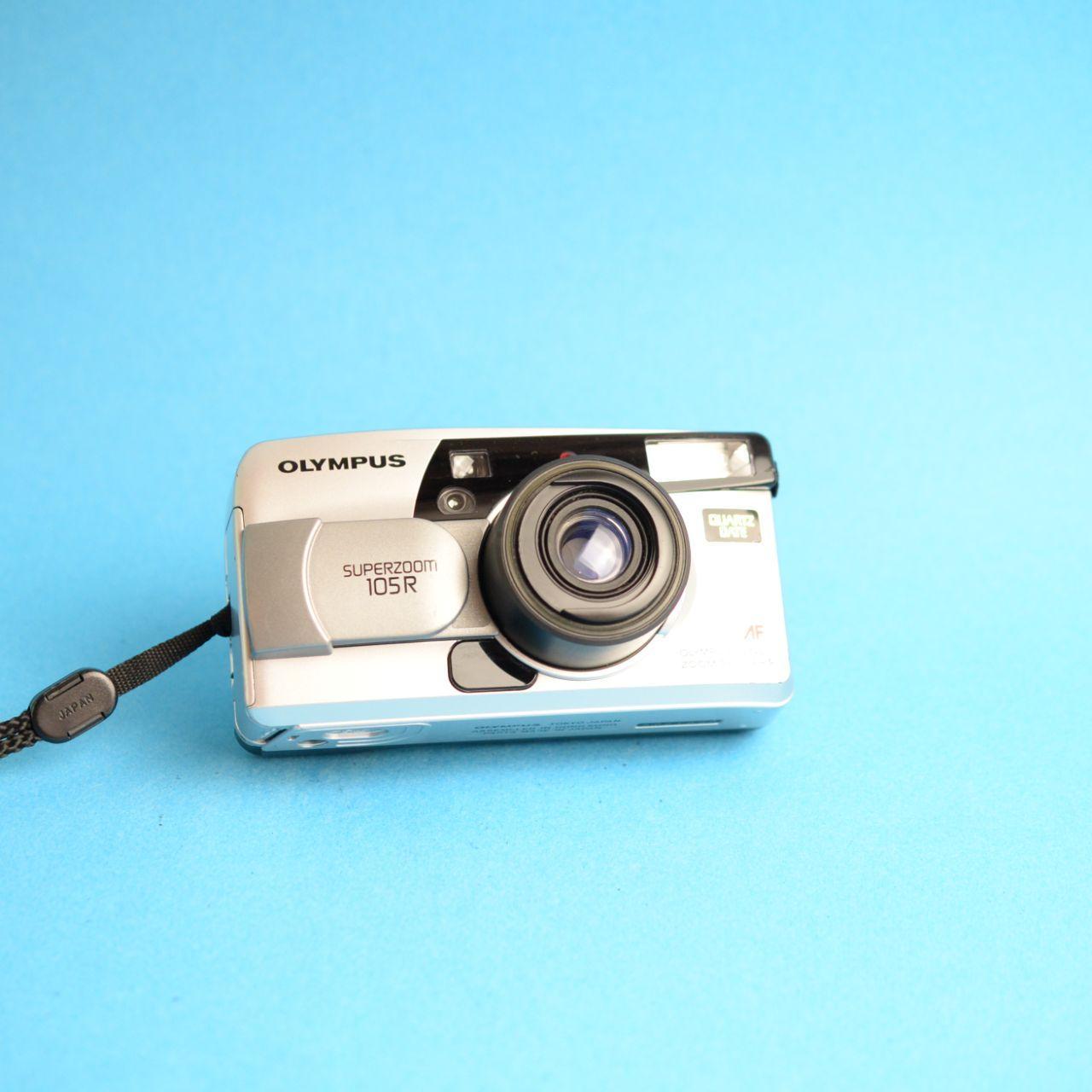Olympus Superzoom 105R Film Camera | 35mm Point & Shoot | Tested & Working | Silver