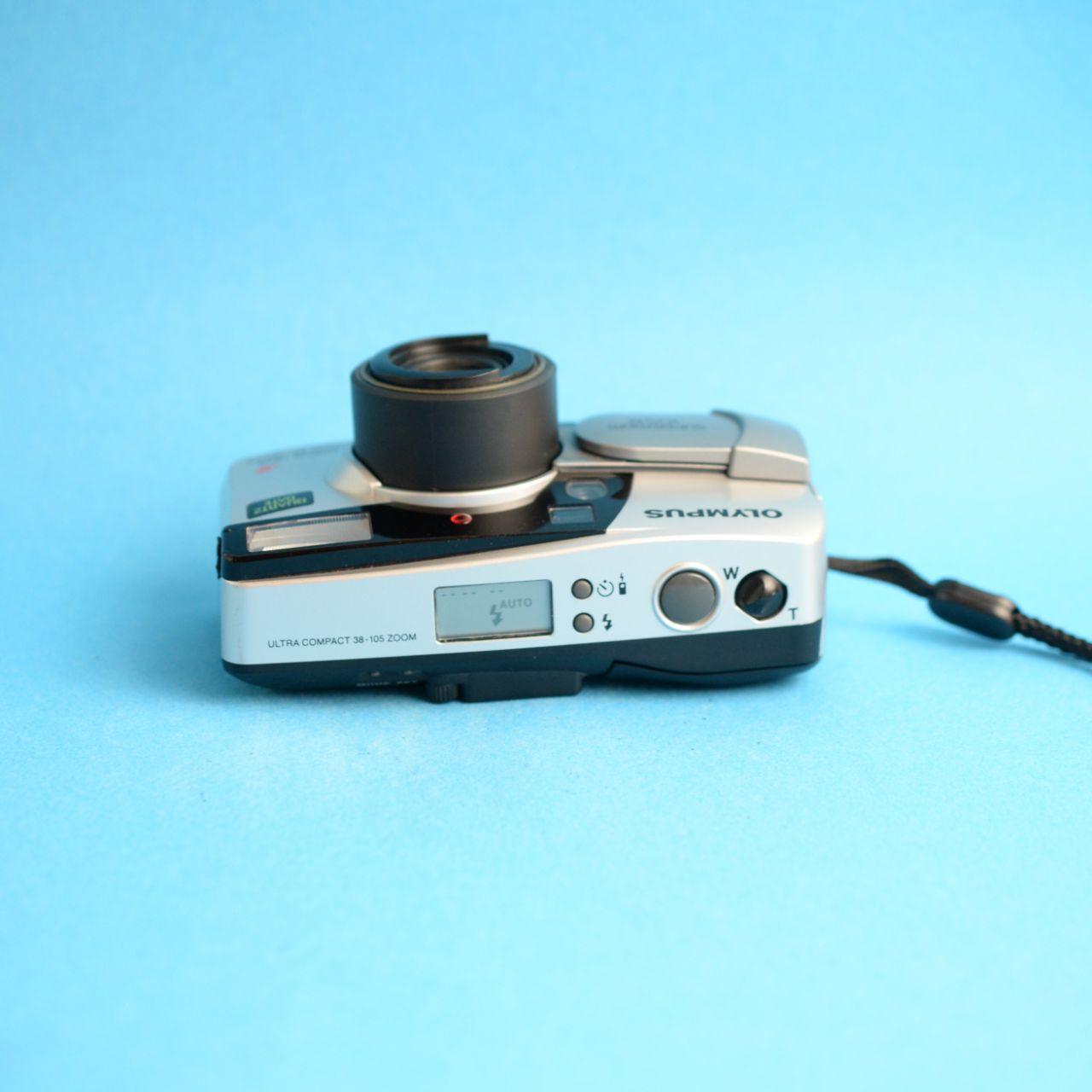 Olympus Superzoom 105R Film Camera | 35mm Point & Shoot | Tested & Working | Silver