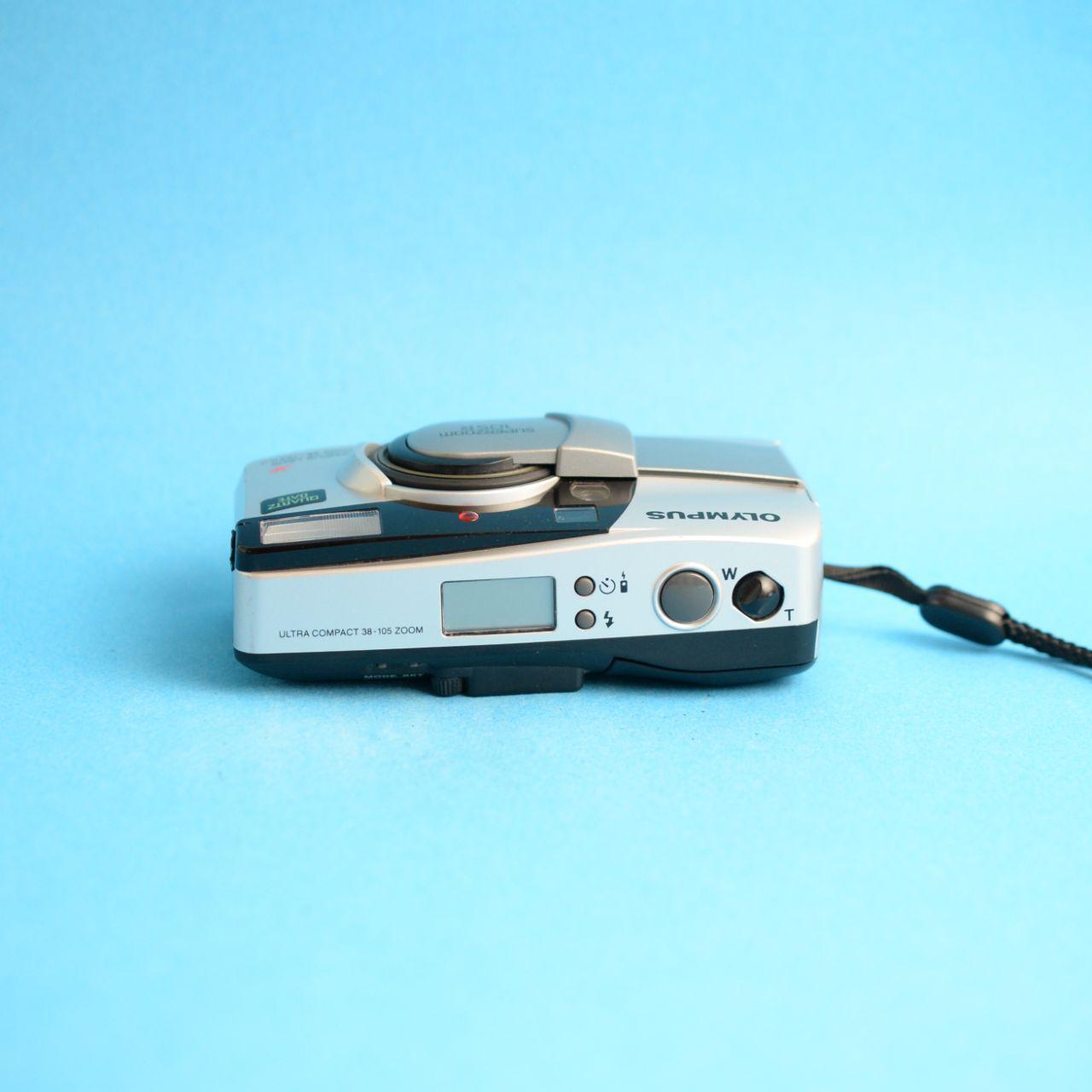 Olympus Superzoom 105R Film Camera | 35mm Point & Shoot | Tested & Working | Silver