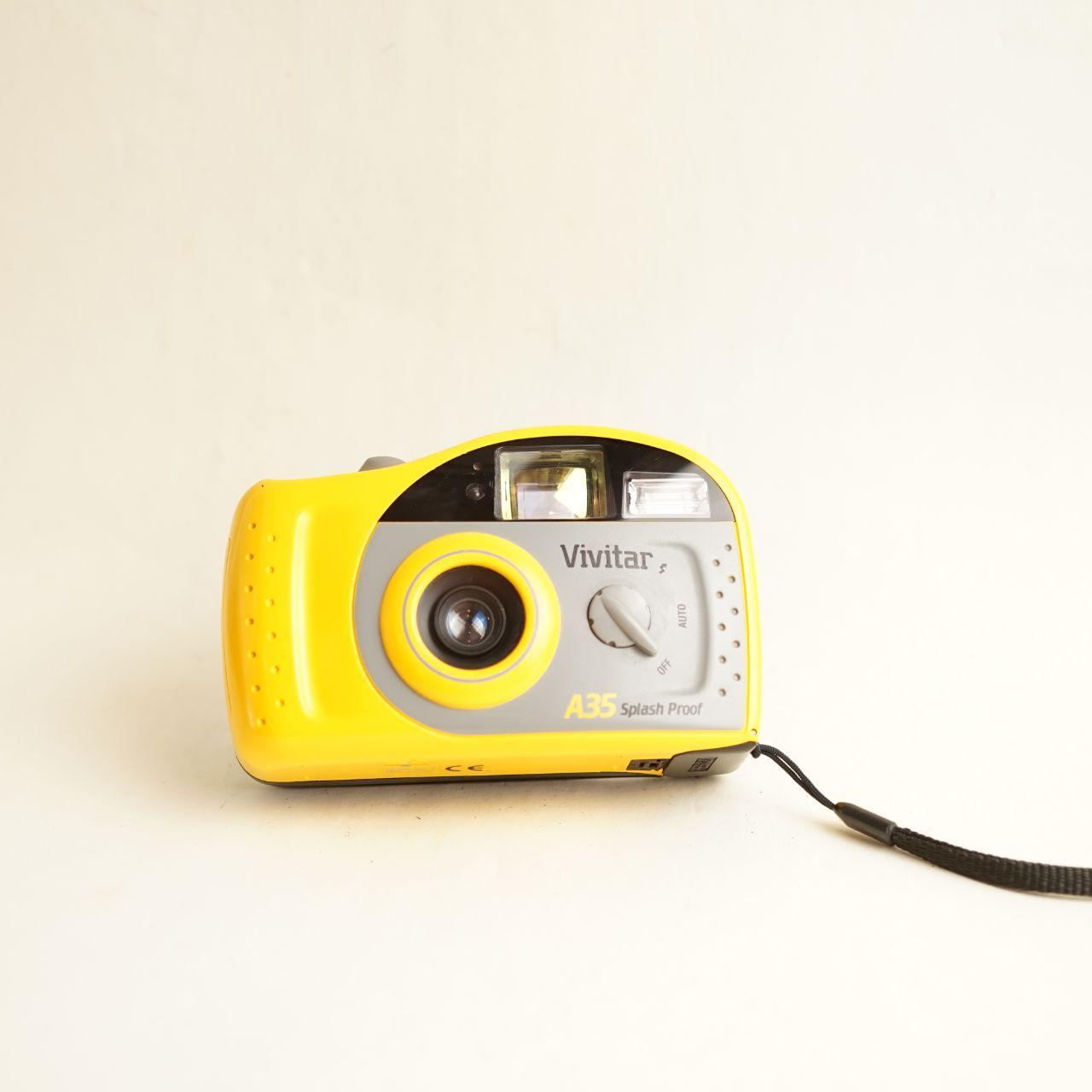 Vivitar A35 Splash Proof Film Camera | 35mm Point & Shoot | Tested & Working | Yellow