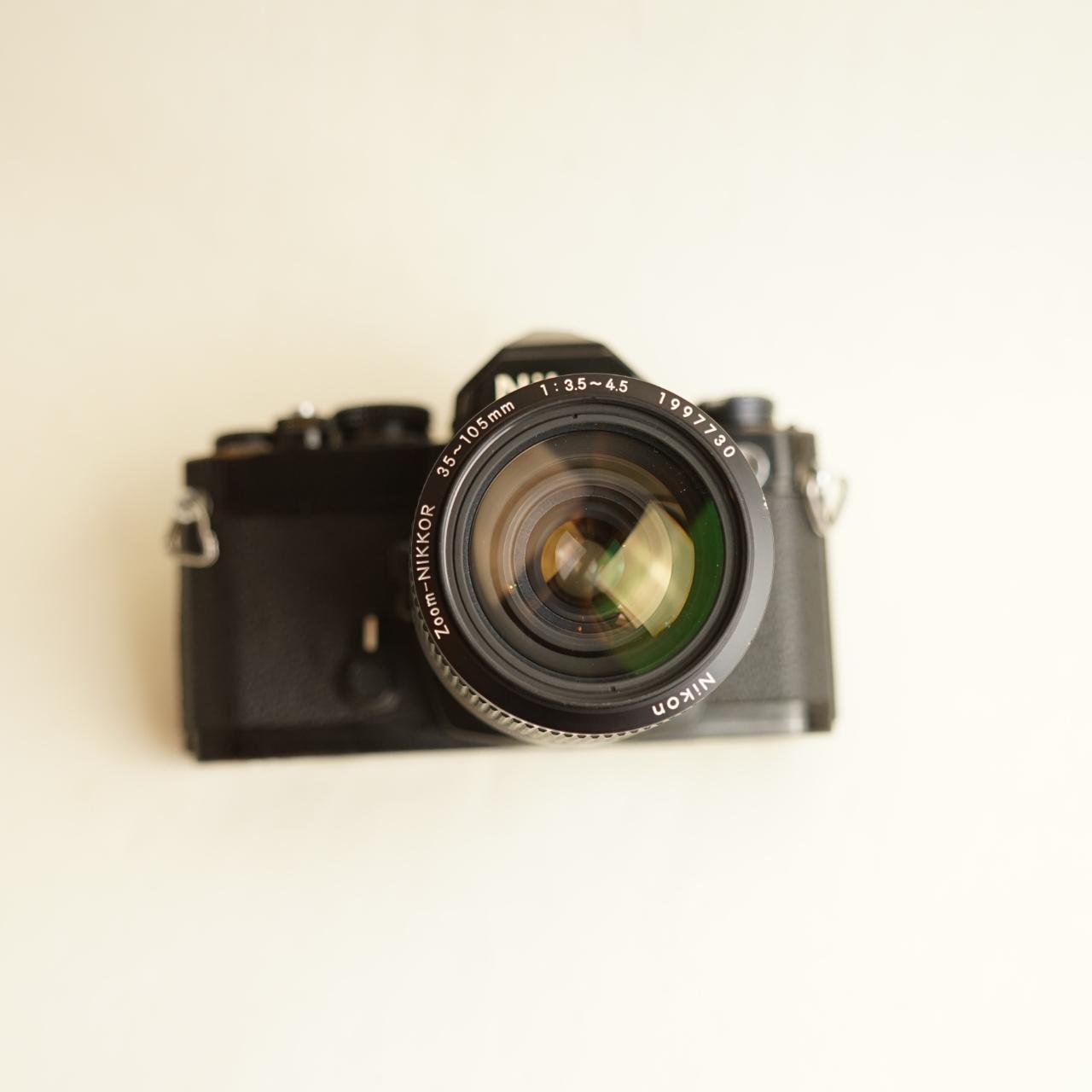 Nikon FM 35mm SLR Film Camera | Nikkor 35-105mm Lens | Tested & Working | Silver/Black