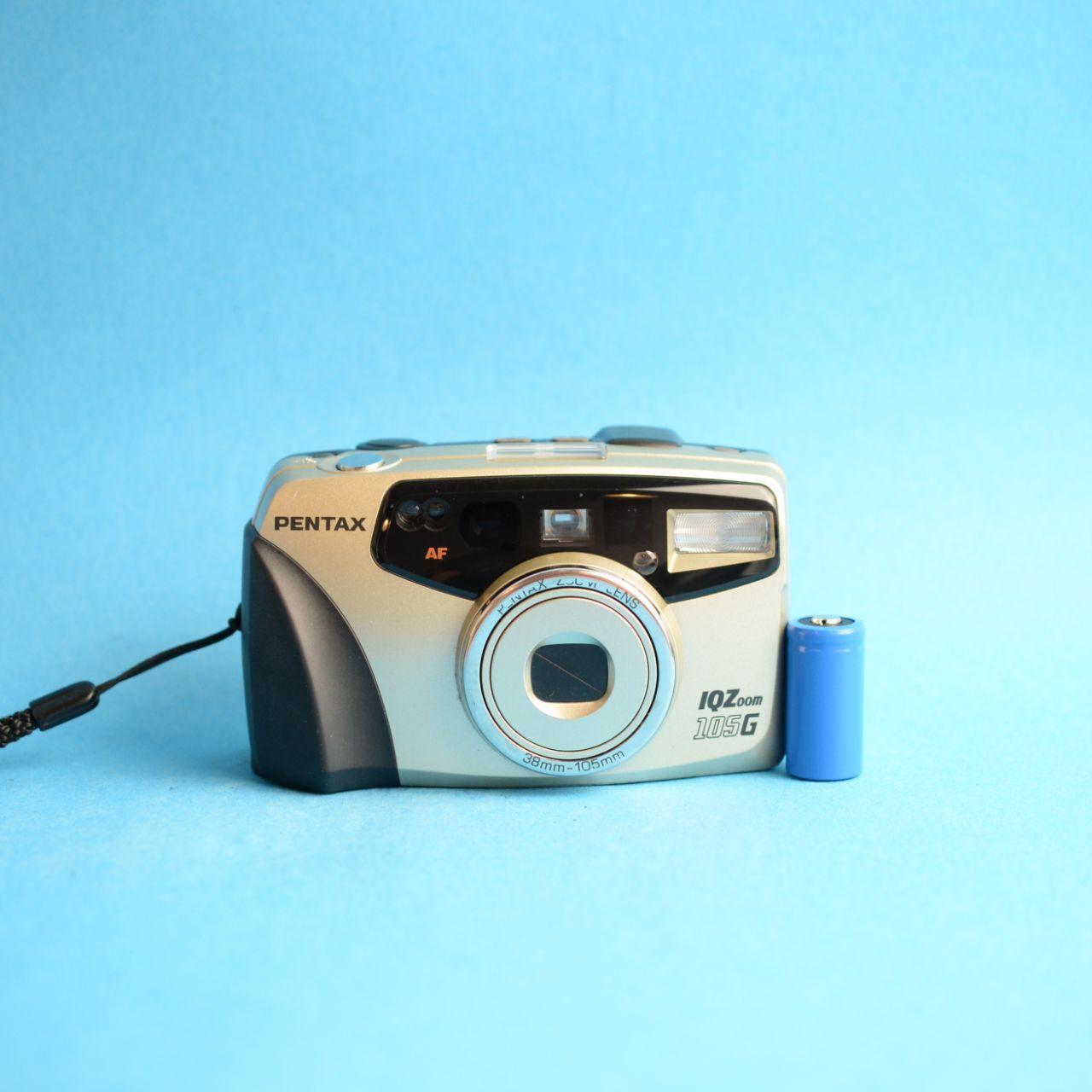 Pentax IQZoom 105G Film Camera | 35mm Point & Shoot | Tested & Working | Gold