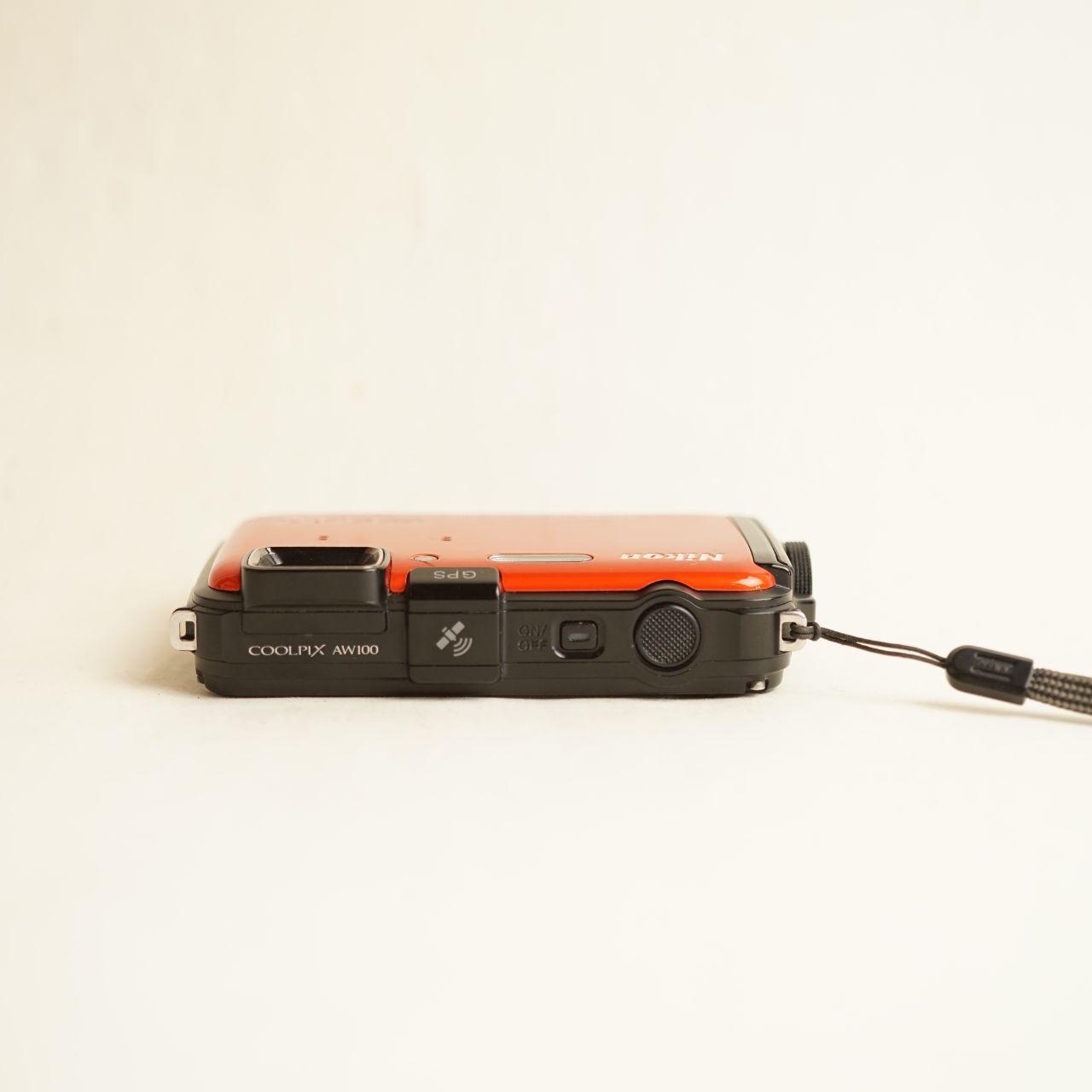 Nikon Coolpix AW100 Digital Camera | 16.0MP | Tested & Working | Red-Orange
