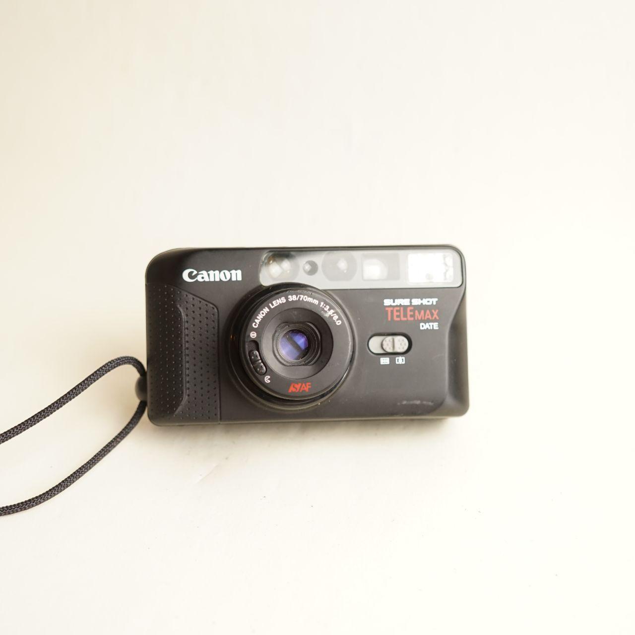 Canon Sure Shot Telemax Date Film Camera | 35mm Point & Shoot | Tested & Working | Black