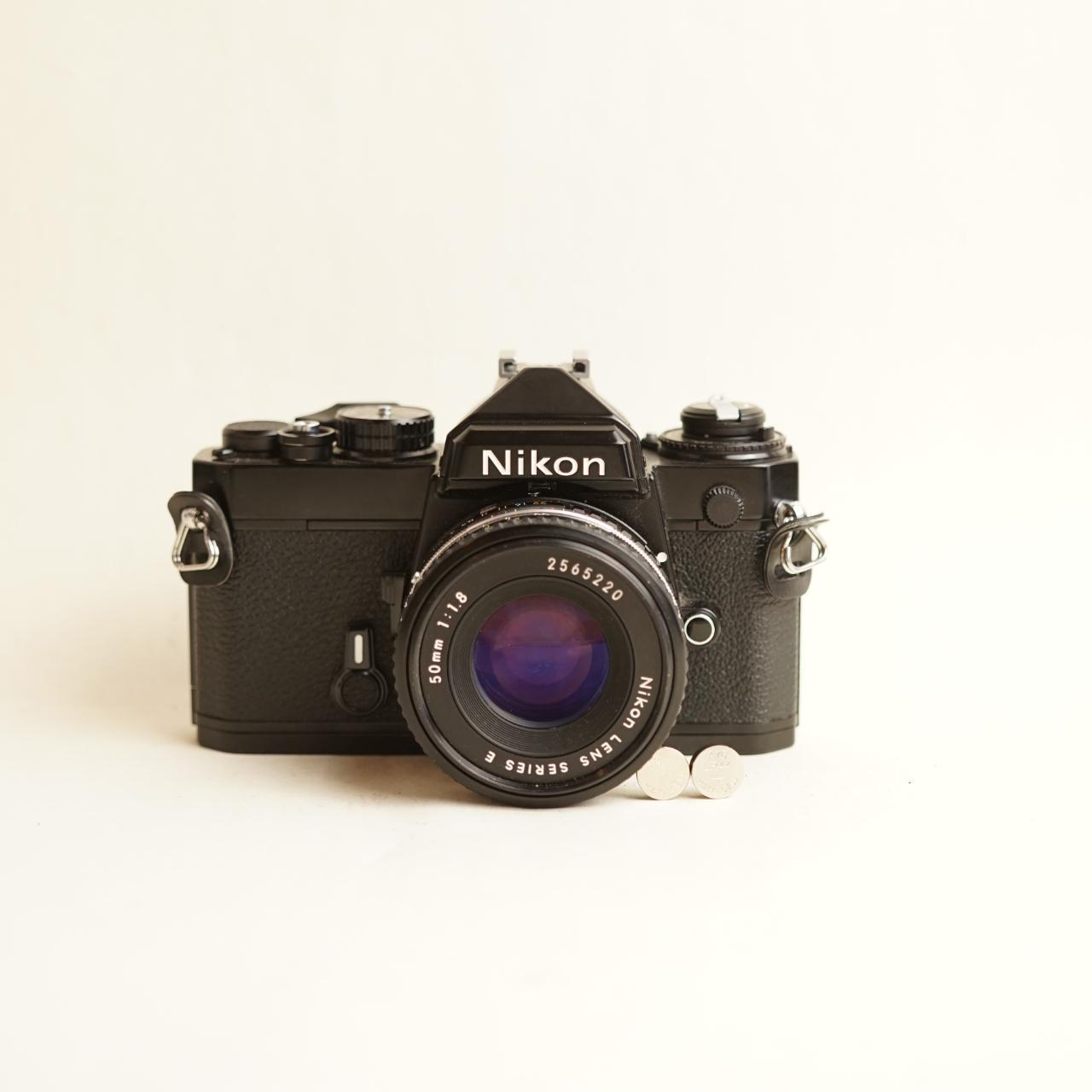 Nikon FE Film Camera + Nikon Series E 50mm f/1.8 Lens | 35mm SLR | Tested & Working | Silver & Black