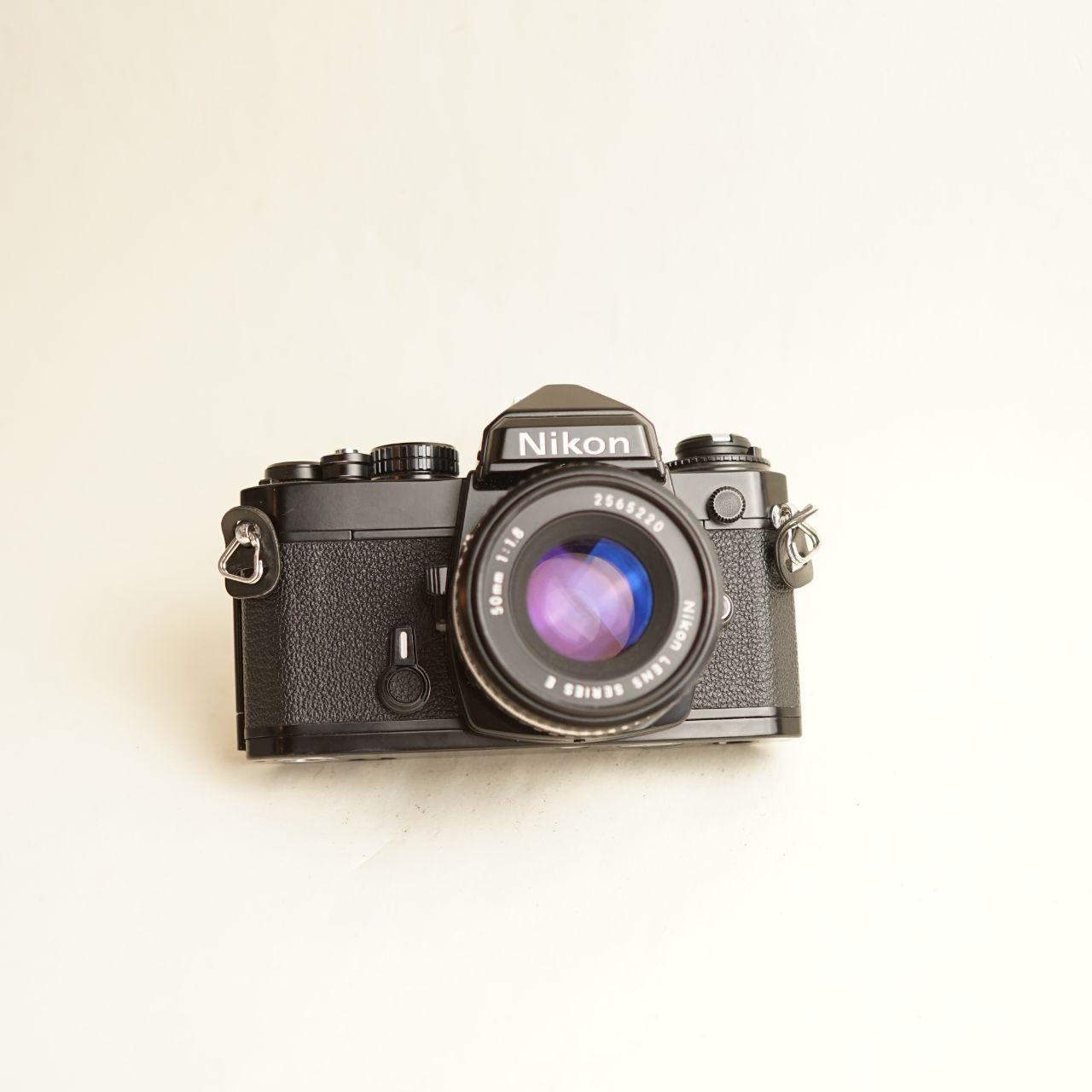 Nikon FE Film Camera + Nikon Series E 50mm f/1.8 Lens | 35mm SLR | Tested & Working | Silver & Black