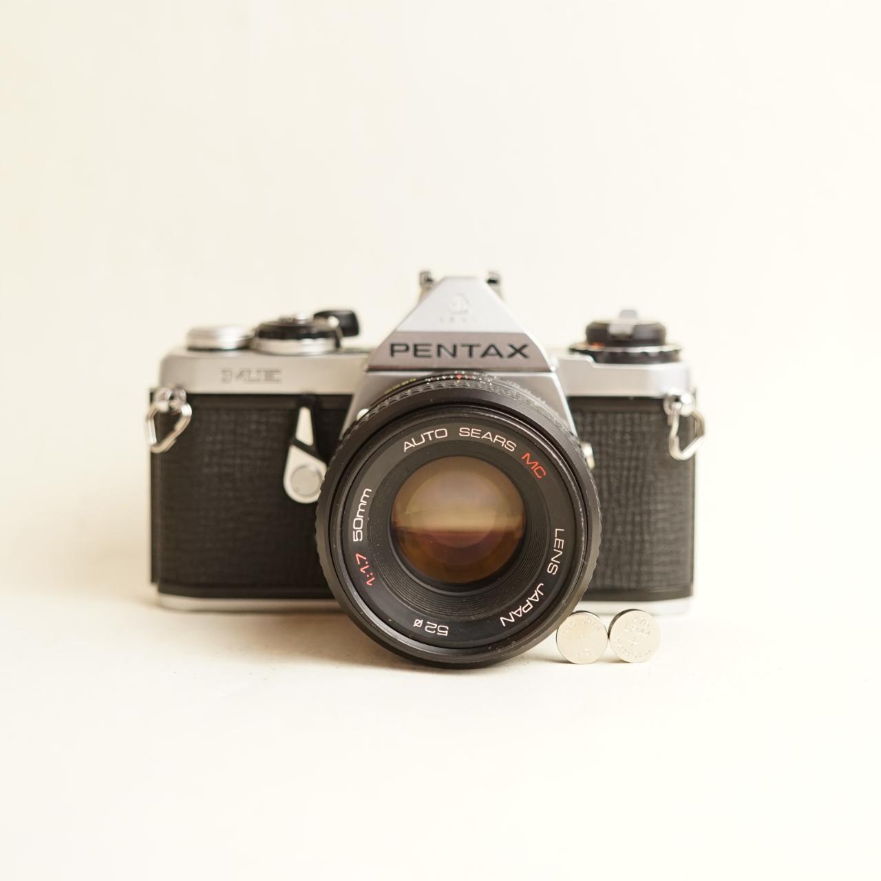 Pentax ME Film Camera + 50mm f/1.7 Lens | 35mm SLR | Tested & Working | Silver & Black