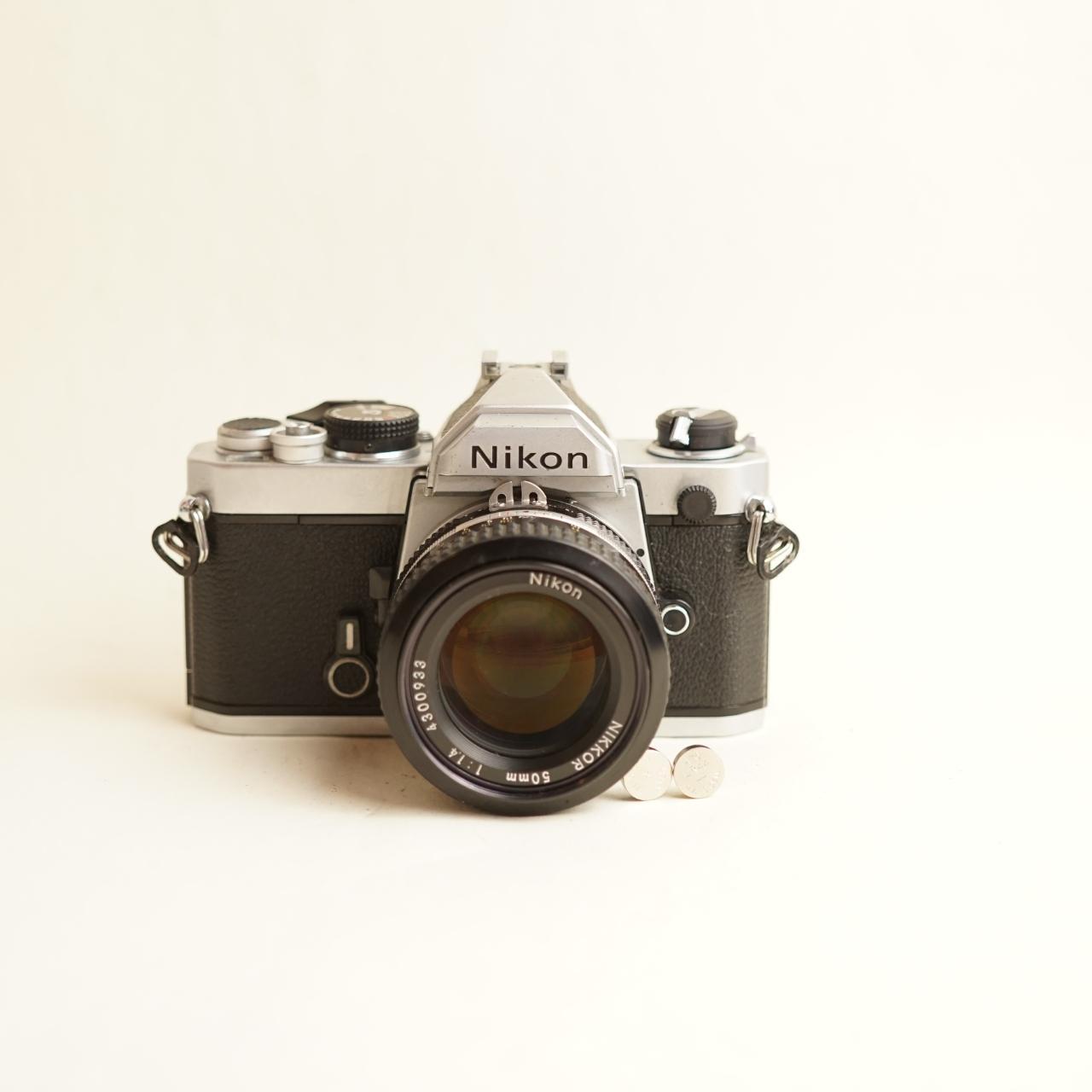 Nikon FM Film Camera + Nikon 50mm f/1.4 Lens | 35mm SLR | Tested & Working | Silver & Black