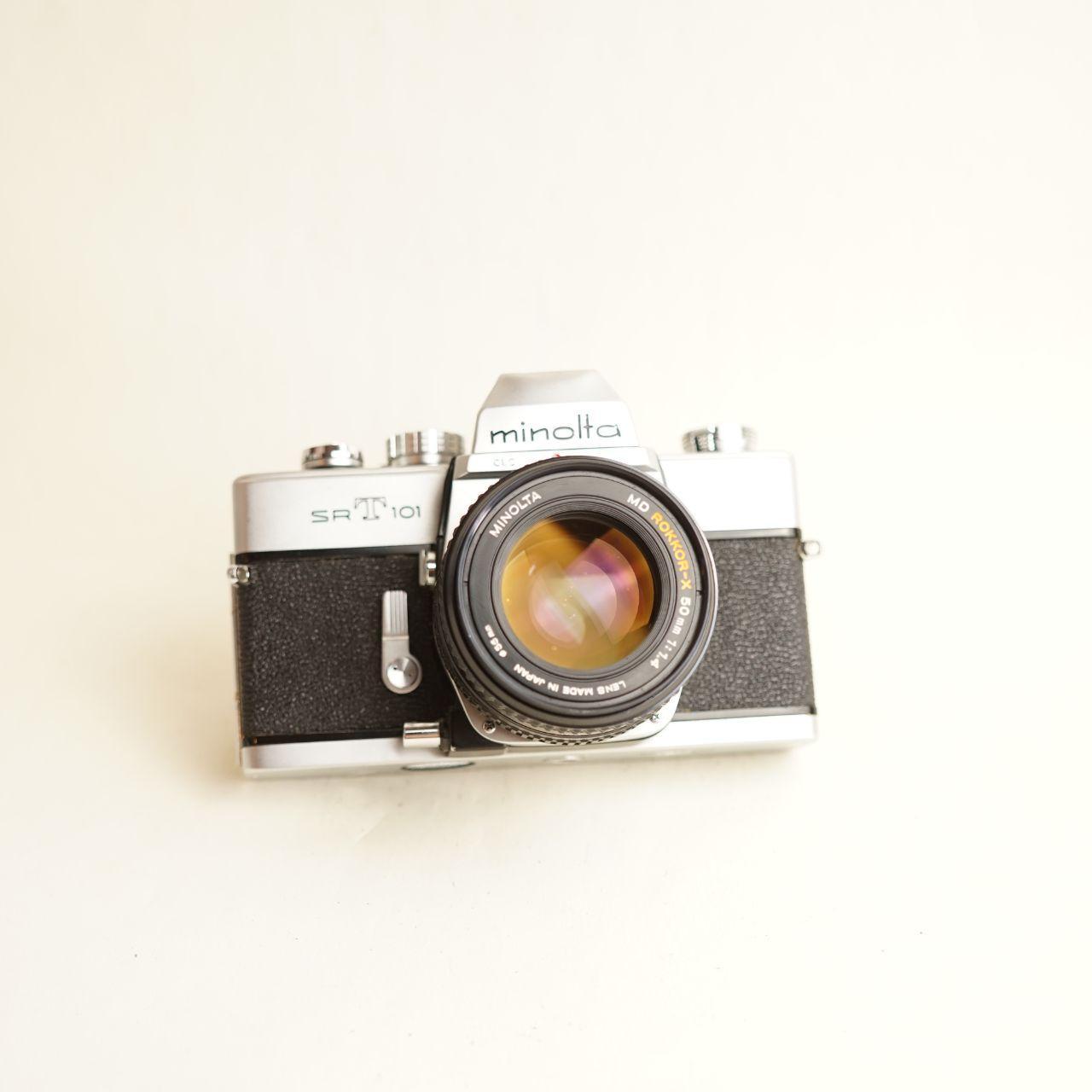 Minolta SRT101 35mm Film Camera + 50mm f/1.4 Lens | FULLY CLA'D | 35mm SLR | Tested & Working | Silver & Black