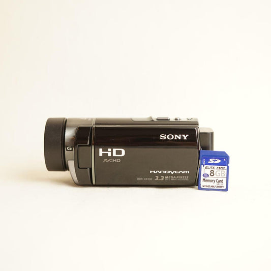 Sony Handycam HDR-CX130 Digital Camcorder + SoCal Cameras 0.2x Fisheye Lens | Tested & Working | Black