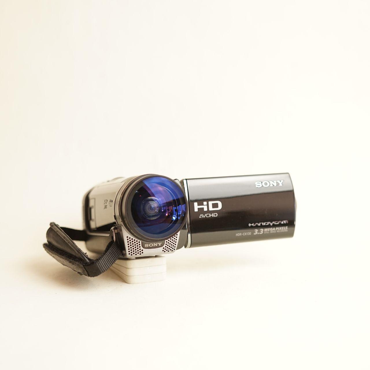 Sony Handycam HDR-CX130 Digital Camcorder + SoCal Cameras 0.2x Fisheye Lens | Tested & Working | Black