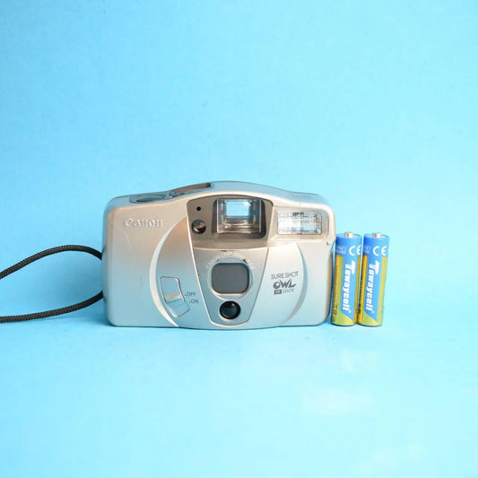 Canon Sure Shot Owl Film Camera | 35mm Point & Shoot | Tested & Working | Silver