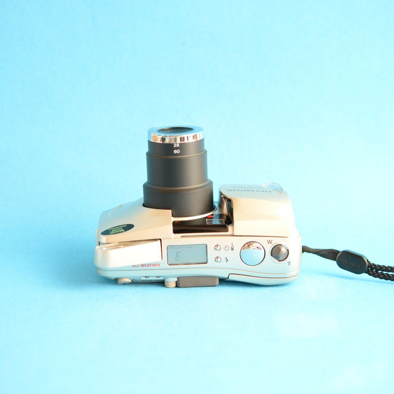 Olympus Infinity Stylus Zoom 80 Wide DLX Film Camera | 35mm Point & Shoot | Tested & Working | Gold