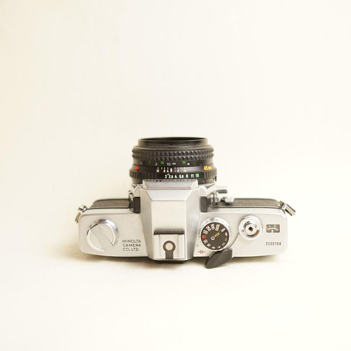Minolta SRT102 Film Camera + MD Rokkor-X 45mm f/2 Lens | 35mm SLR | Tested & Working | Black & Silver