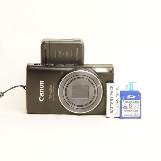 Canon PowerShot ELPH 350 HS Digital Camera | 20.2MP | Tested & Working | Black