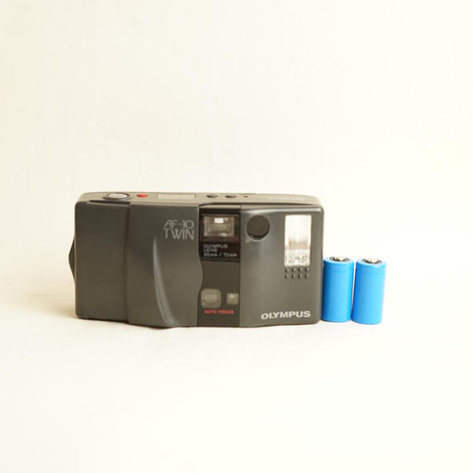 Olympus AF-10 Twin Film Camera front view 1