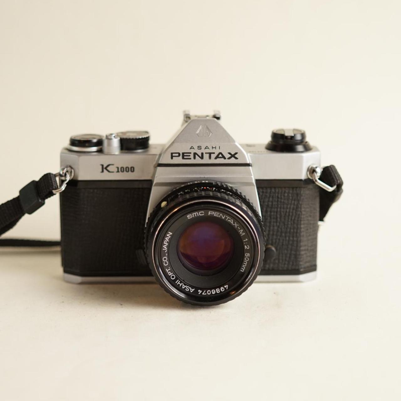 Asahi Pentax K1000 SLR Film Camera | SMC Pentax-M 50mm f/2 Lens | Tested & Working | Silver & Black