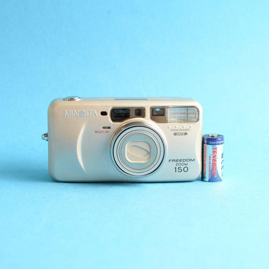 Minolta Freedom Zoom 150 Film Camera | 35mm Point & Shoot | Tested & Working | Silver