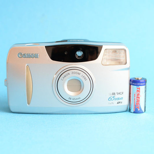 Canon Sure Shot 65 Zoom Film Camera | 35mm Point & Shoot | Tested & Working | Silver