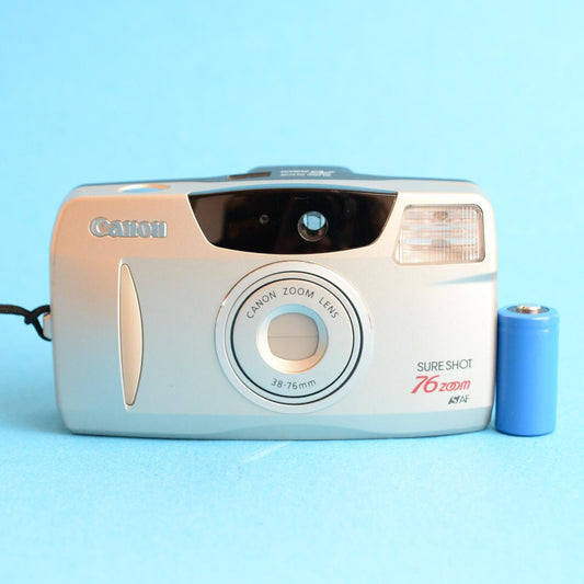 Canon Sure Shot 76 Zoom Film Camera | 35mm Point & Shoot | Tested & Working | Silver