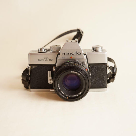 Minolta SRT101 Film Camera | FULL CLA | Read Description | Black & Silver
