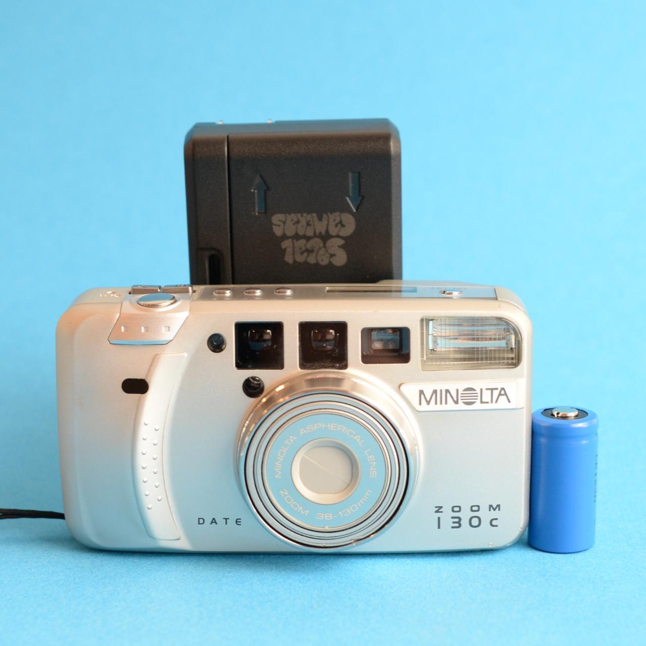 Minolta Zoom 130C Film Camera | 35mm Point & Shoot | Tested & Working | Silver