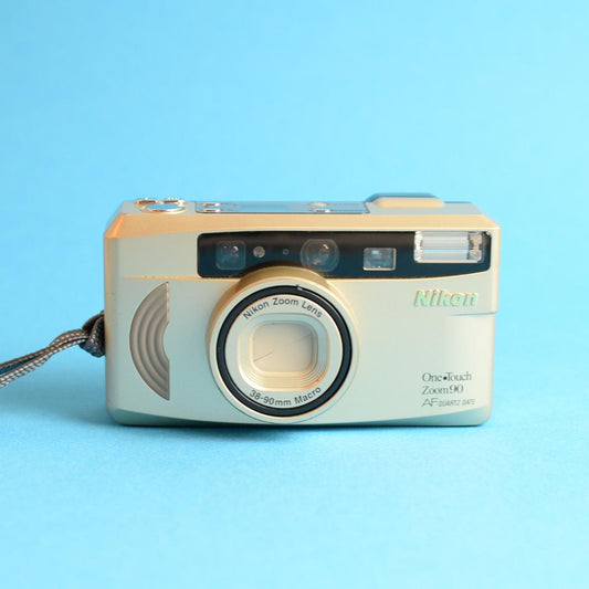 Nikon One Touch Zoom 90 Film Camera | 35mm Point & Shoot | Tested & Working | Gold