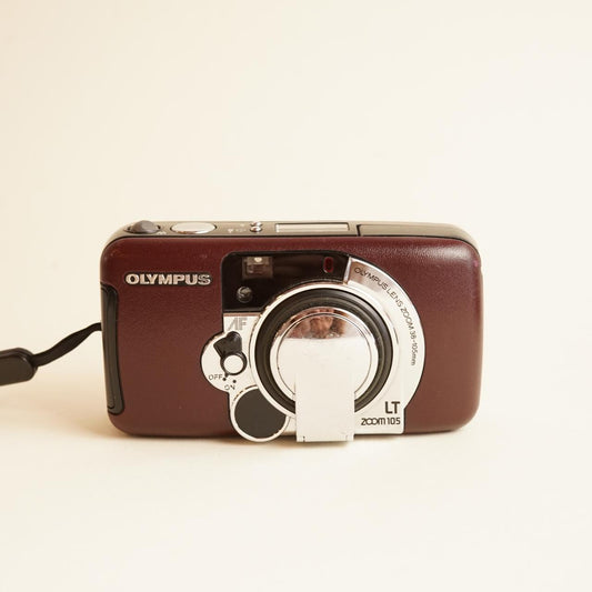 Olympus LT Zoom 105 Film Camera | 35mm Point & Shoot | Tested & Working | Reddish Brown Faux Leather