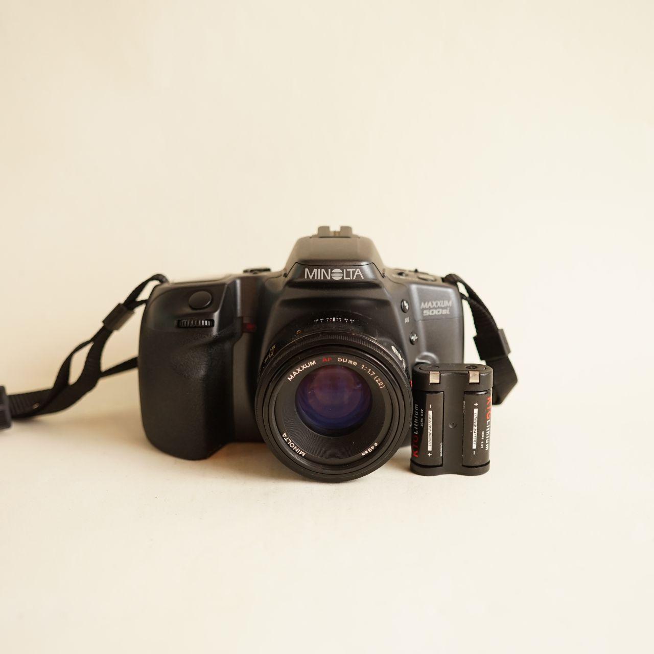 Minolta Maxxum 500si Film Camera with Minolta 50mm f/1.7 Lens | 35mm SLR | Tested & Working | Black