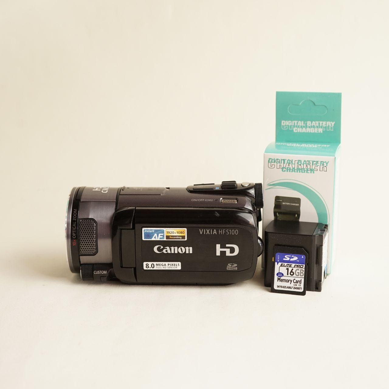 Canon Vixia HF S100 Camcorder | HD Flash Memory | Tested & Working | Black