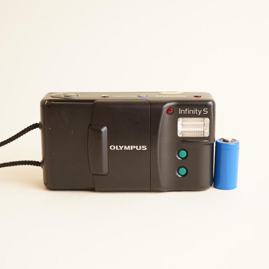 Olympus Infinity S Film Camera | 35mm Point & Shoot | Tested & Working | Black