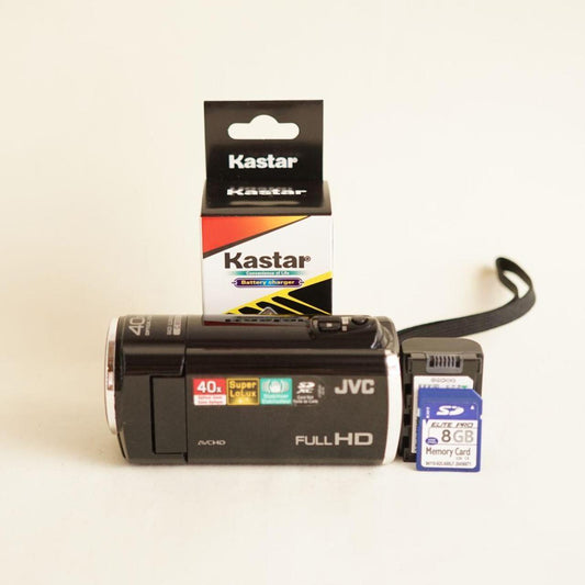 JVC Everio GZ-E100BU Camcorder | 1.5MP | Tested & Working | Black