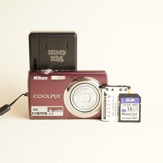 Nikon CoolPix S220 Digital Camera | 10MP | Tested & Working | Maroon