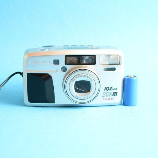 Pentax IQZoom 145m Super Film Camera | 35mm Point & Shoot | Tested & Working | Silver