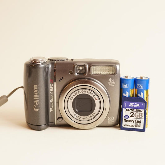 Canon PowerShot A590 IS Digital Camera | 8MP | Tested & Working | Grey