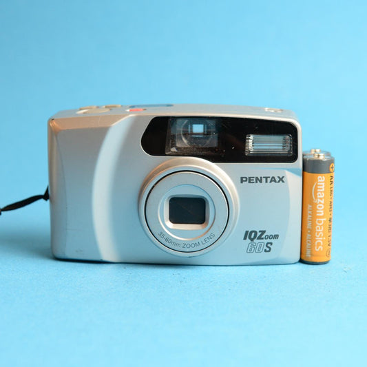 Pentax IQZoom 60S Film Camera | 35mm Point & Shoot | Tested & Working | Silver