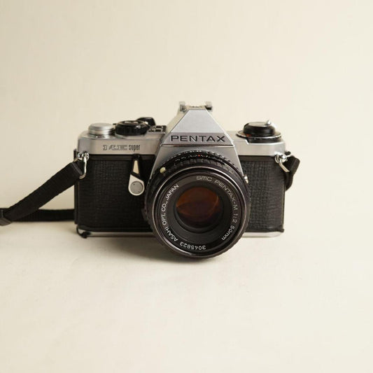 Pentax ME Super Film Camera | 35mm SLR | Tested & Working | Silver & Black